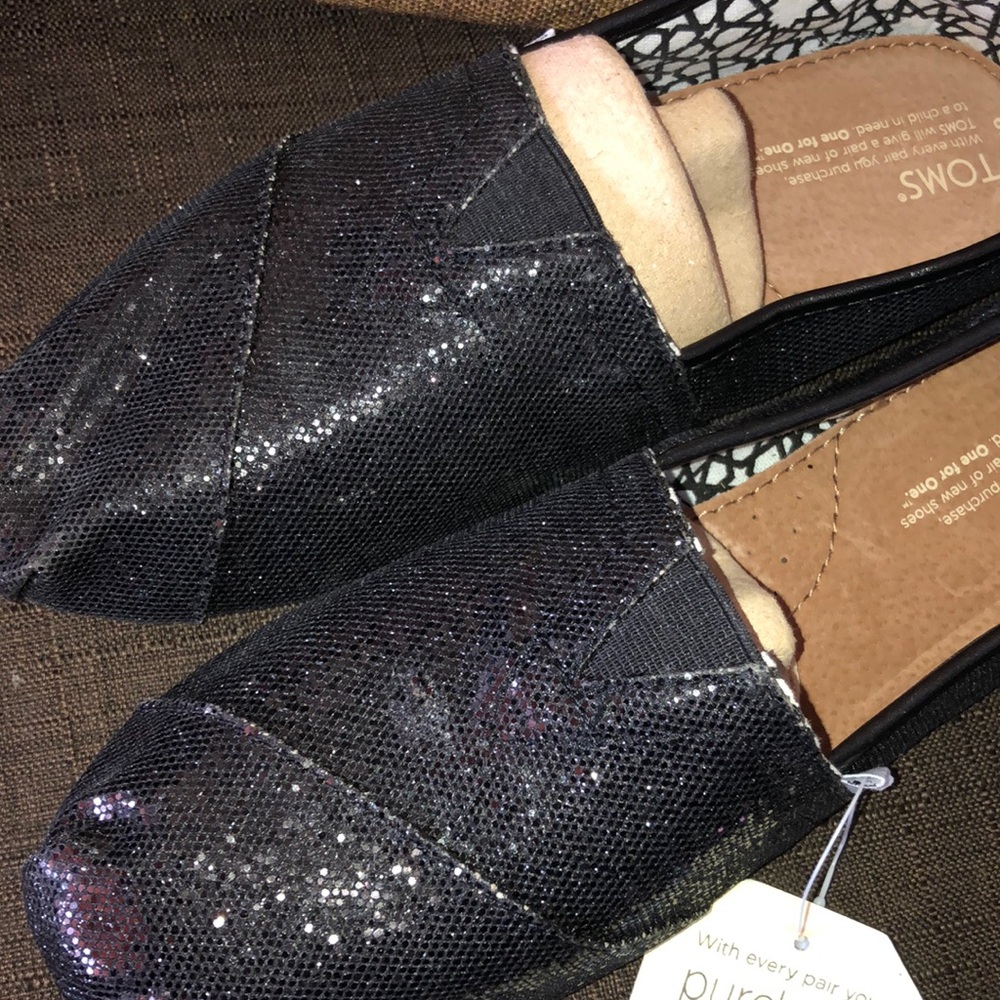 Black sparkly Toms